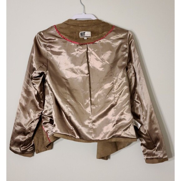 Kut from the Kloth Womens Faux Suede Open Short Jacket Size S Beige Lined - Picture 7 of 9